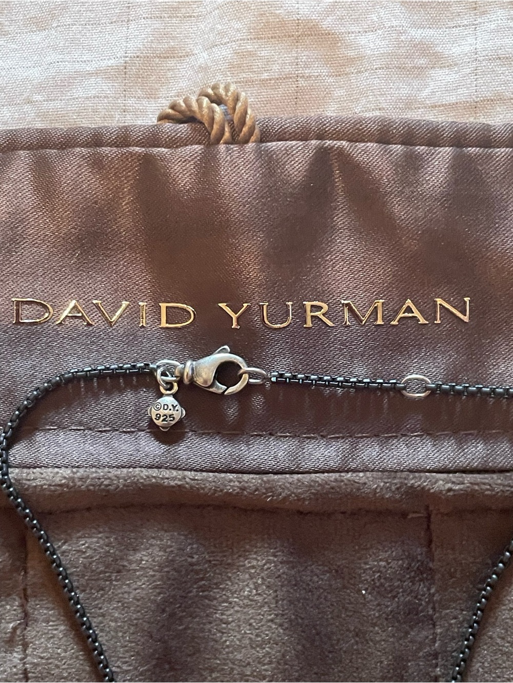 David Yurman Necklace with Sterling Heart Tag titanium and sterling silver